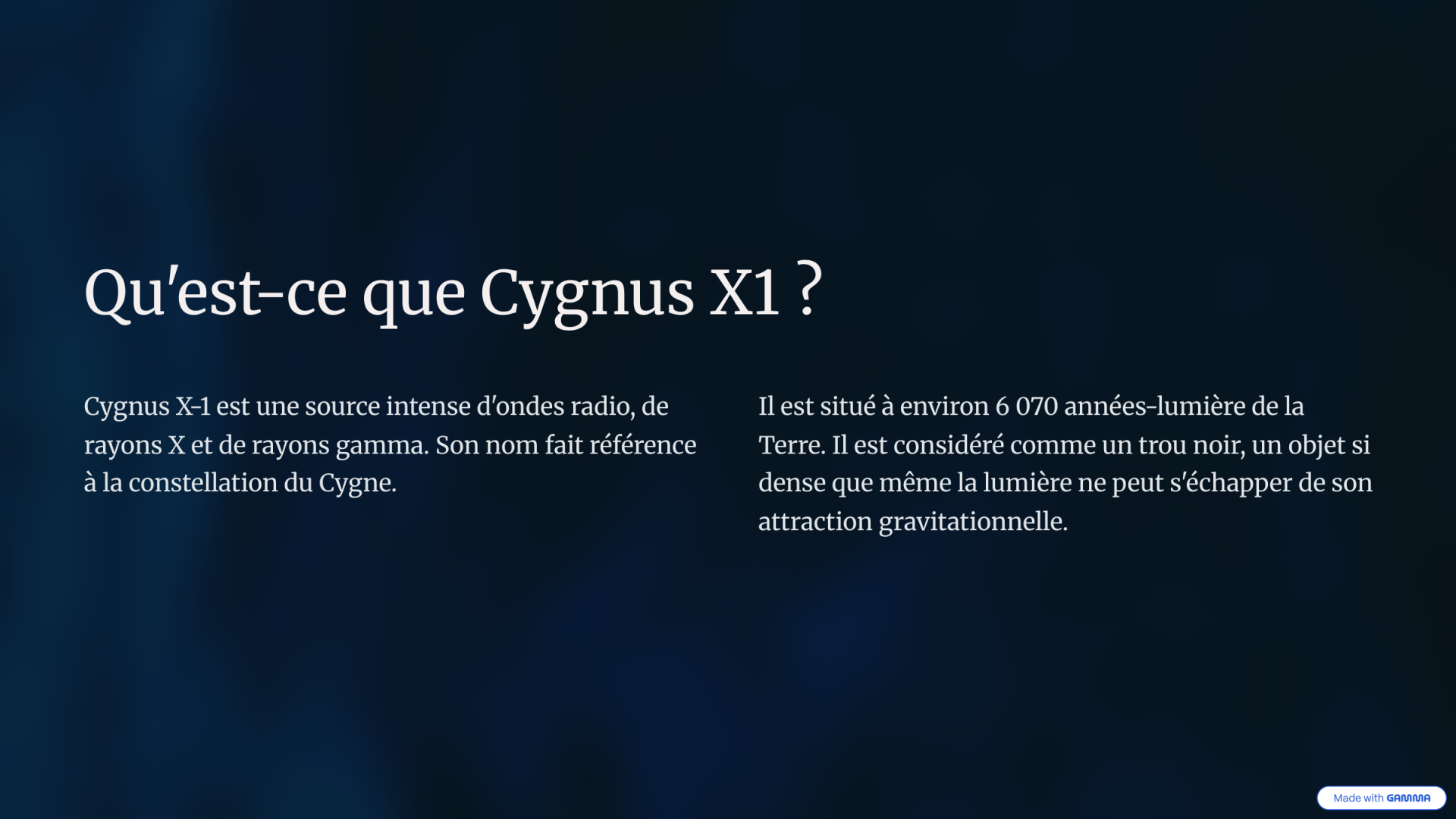 2 quest ce que cygnus x1