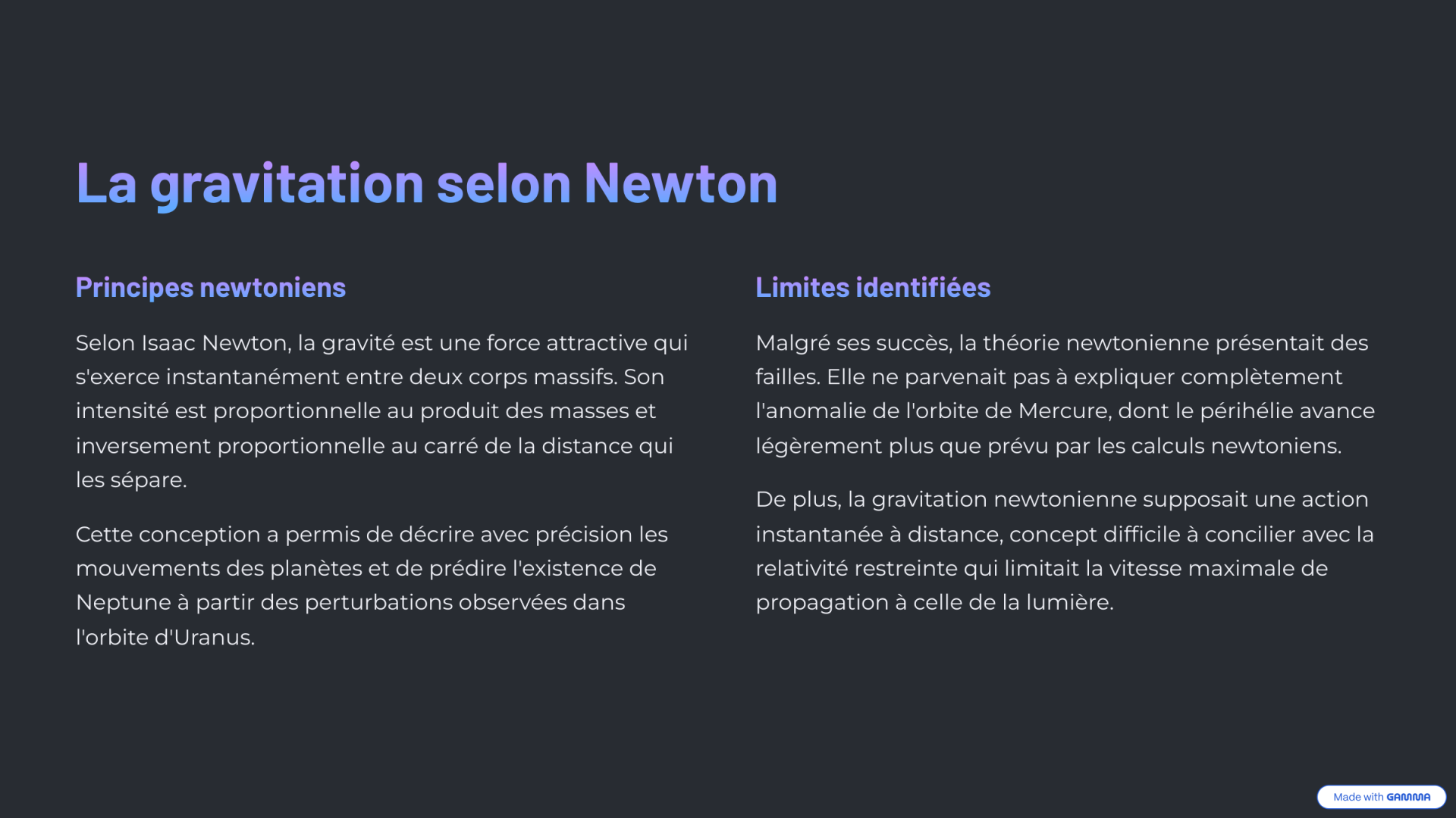 3 la gravitation selon newton