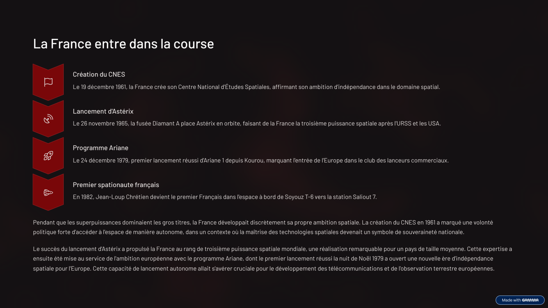 8 la france entre dans la course